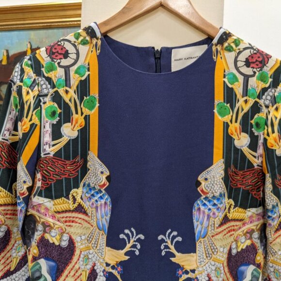 Mary Katrantzou Blue Totem Printed Graphic Midi Dress Size: S/US4 (Orig. $1250) - Picture 5 of 9